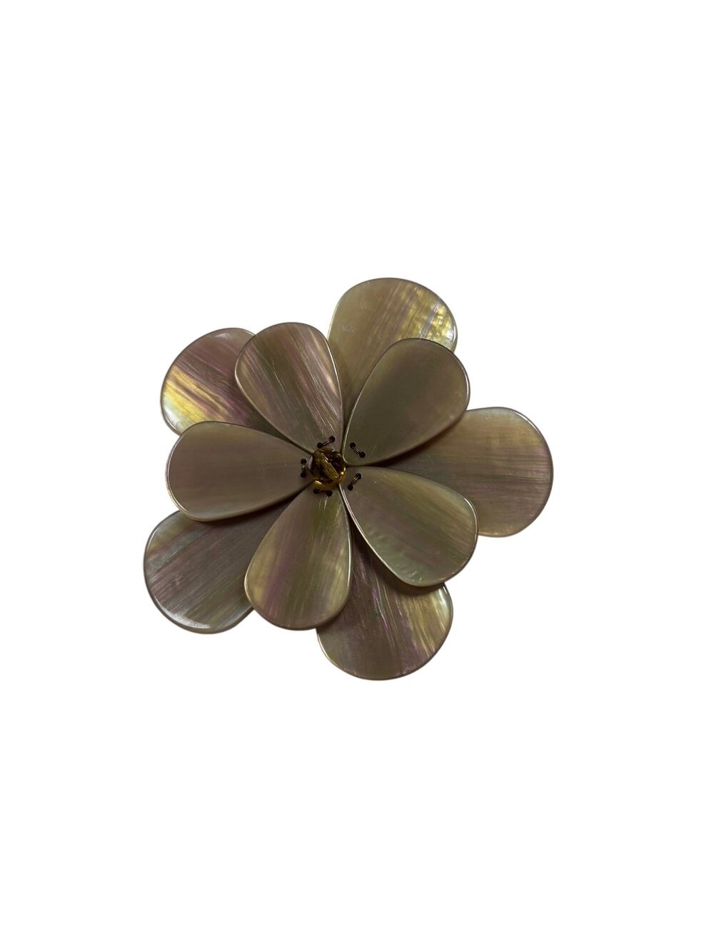 Vintage 80s Taupe Beige Floral Brooch Large 3.75" Plastic Flower Boho Pin